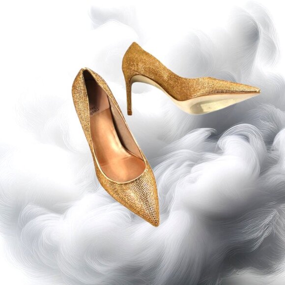 Jeffrey Campbell Nikia Gold Rhinestone Crystal Pointed Toe Stiletto Heel… - Picture 1 of 9